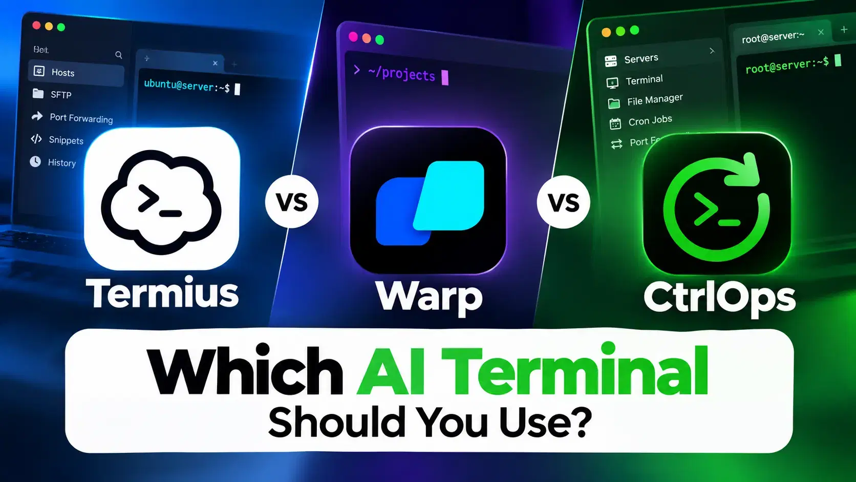 Termius vs Warp vs CtrlOps: Which AI Terminal Should You Use?